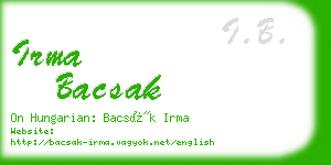 irma bacsak business card